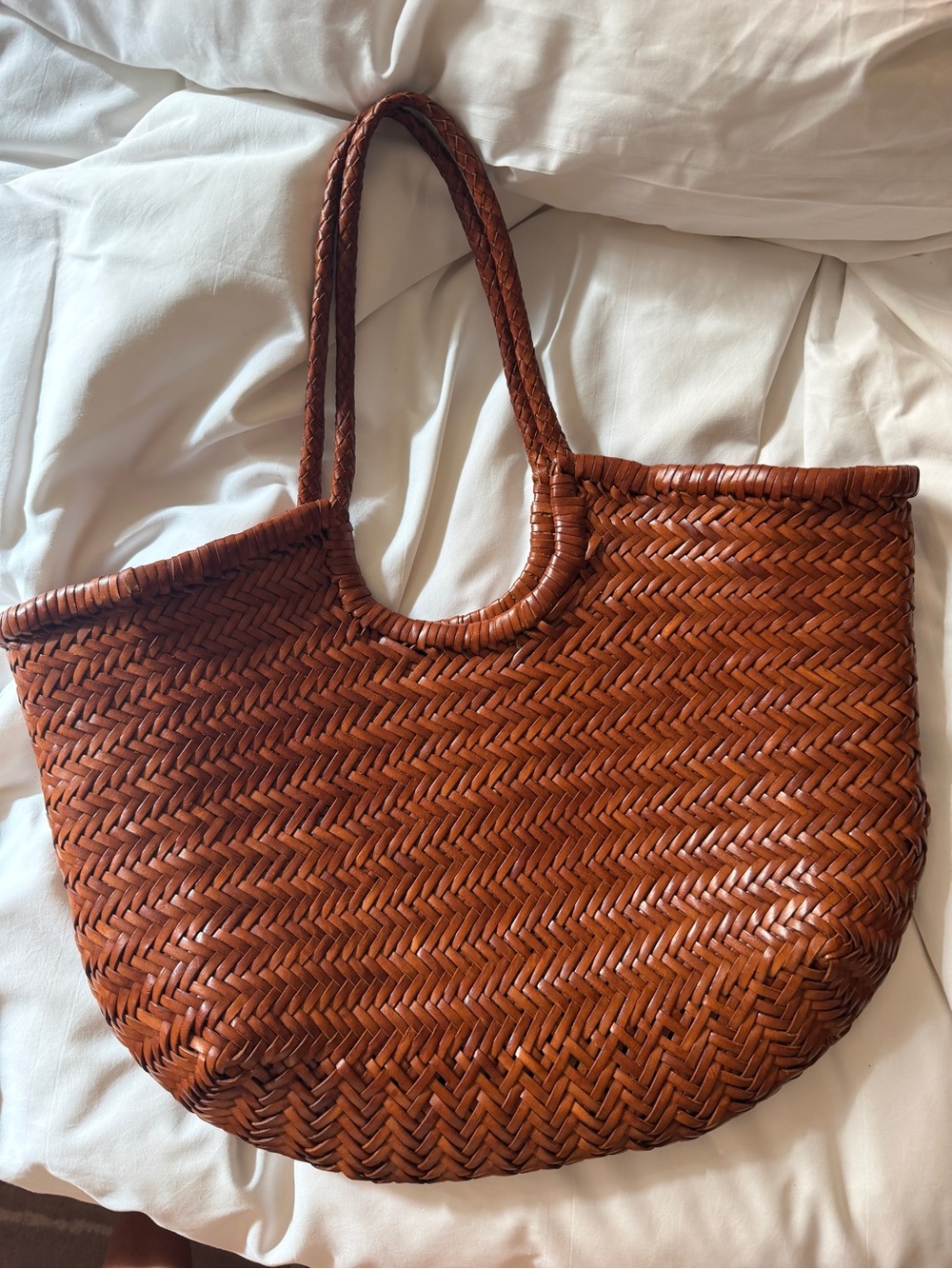 Dragon diffusion Nantucket basket bag Woven Leather Tote Bag in brown